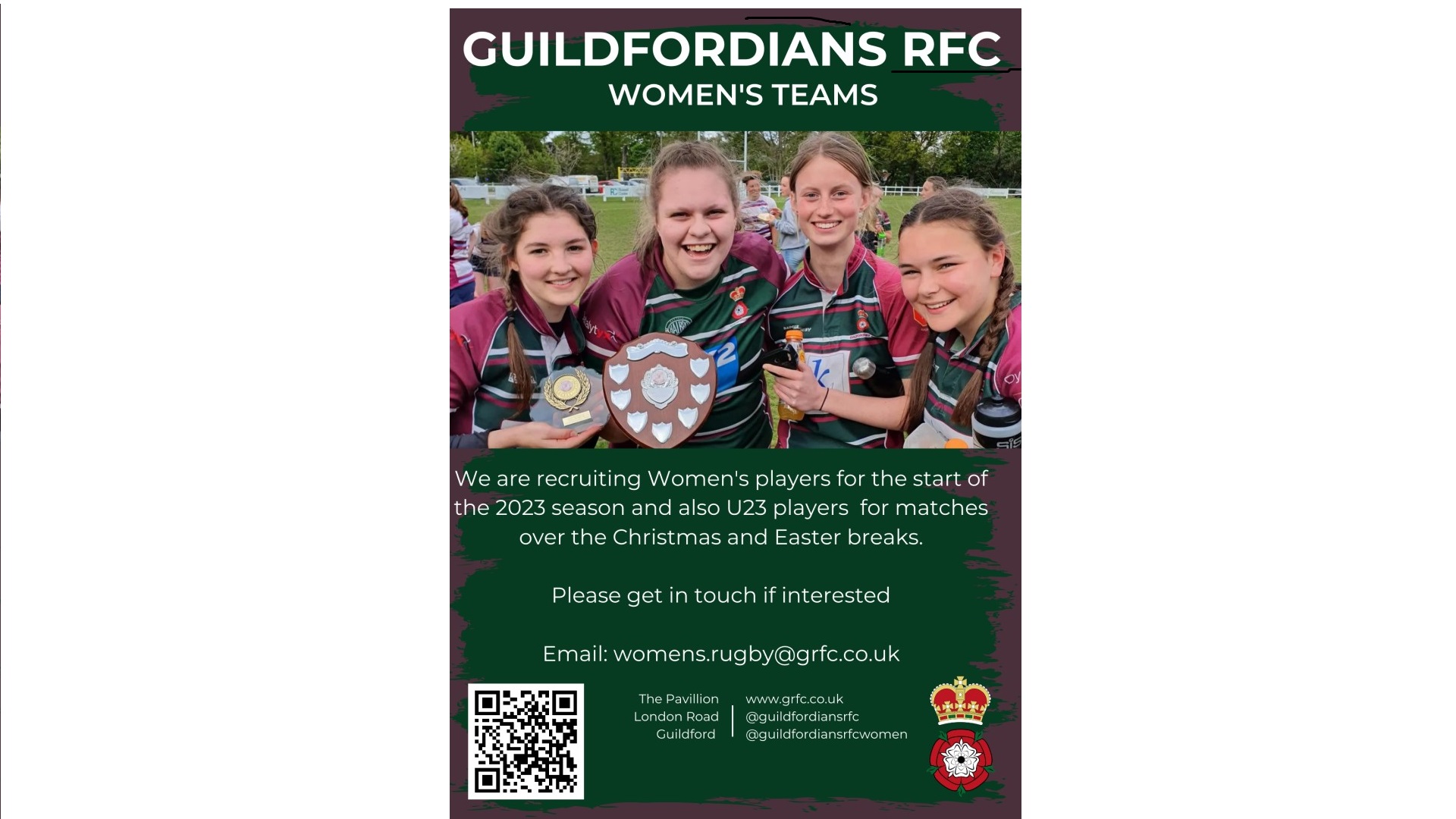 Image of Guildfordians RFC (GRFC) Women's Rugby announcement